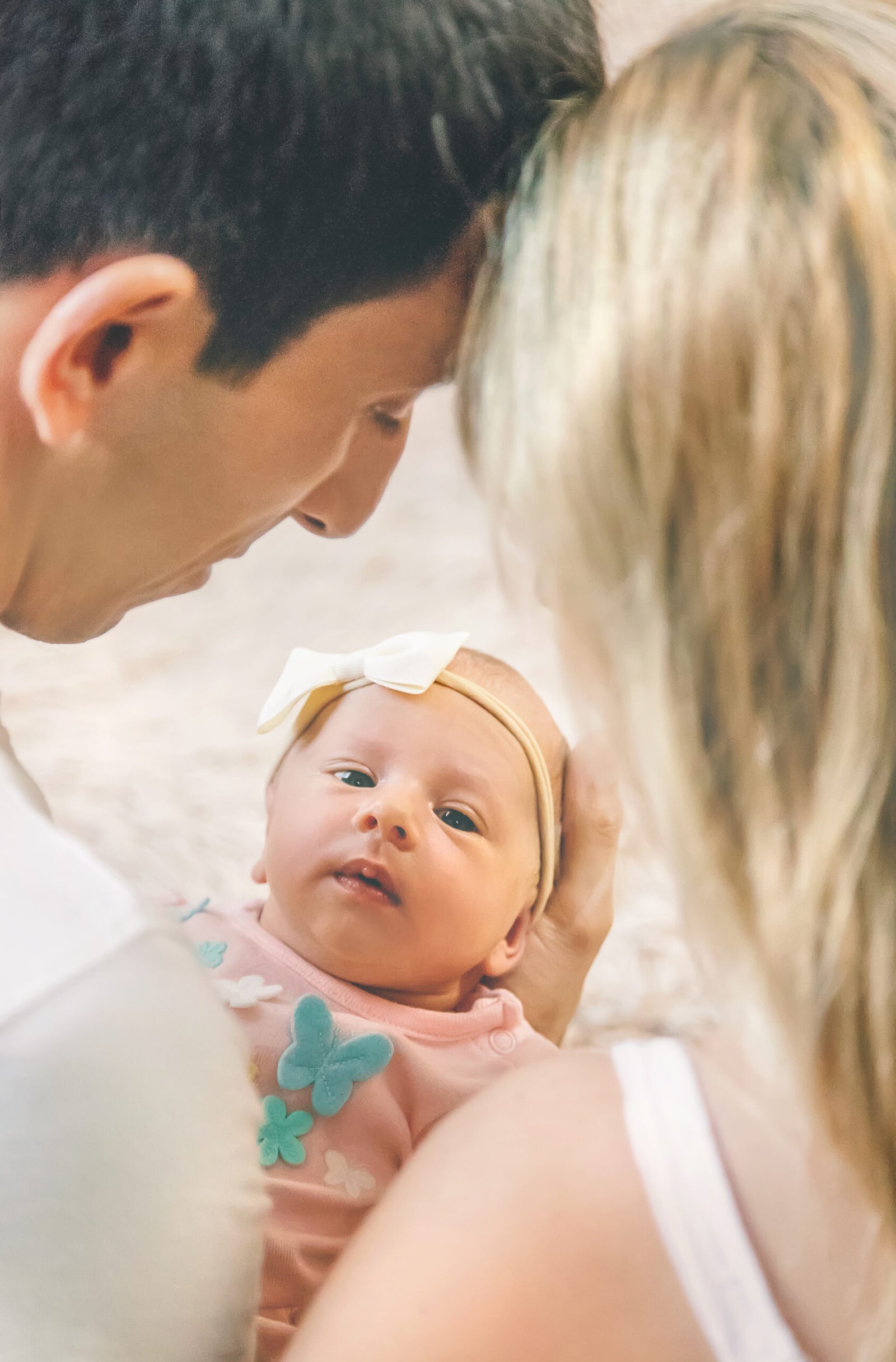 family photo with a newborn. selective focus.